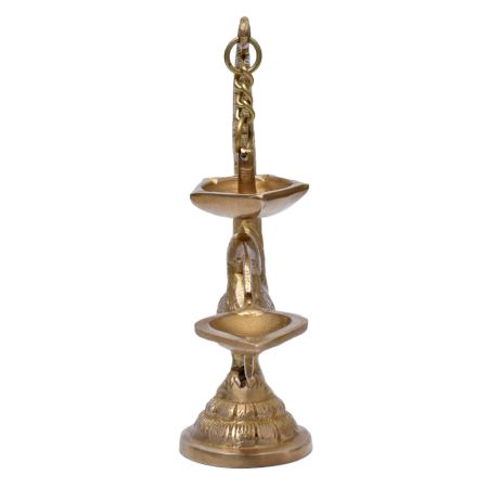 Golden BrassÂ Peacock Showpiece With 6 Wick Diya